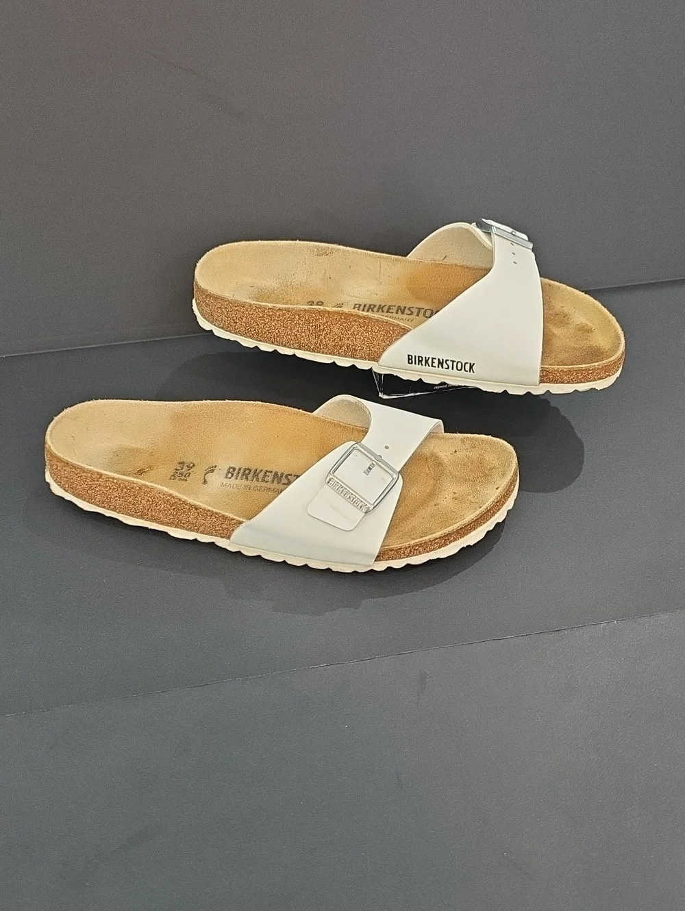 Birkenstock White Madrid Single-Buckle Slide Sandals Women's Size 8